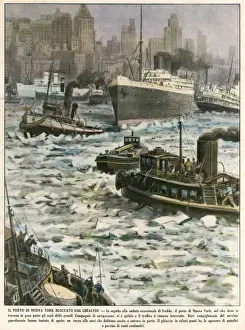 New York harbour, ice over 1940