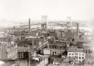 Images Dated 12th May 2021: New York skyline and Brooklyn Bridge, USA, c.1890 s