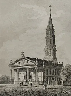 Manhattan Prints: New York. St. Paul's Chapel in Manhattan