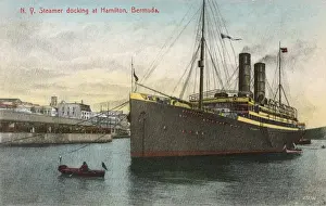 Bermudian Prints: A New York Steamer docking at Hamilton, Bermuda