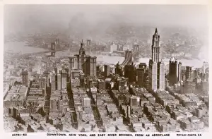 Downtown Prints: New York, USA - Aerial view - Downtown & East River Bridges