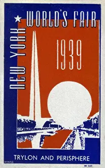 Esplanade Prints: New York Worlds Fair - Trylon and Perisphere - Promo card