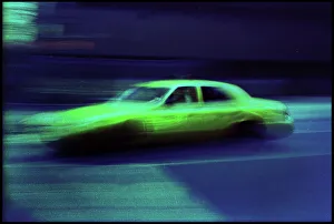 Shone Prints: New York yellow cab moving, USA