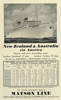 Handbook Collection: New Zealand and Australia, Steam Ship sailings Matson Line