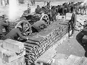 Ammunition Prints: New Zealand gunners loading ammunition, France, WW1