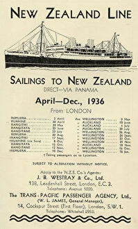 Visitors Collection: New Zealand Line Sailings Steam Ship Sailings