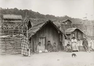 New Zealand - Maori family group at Atene, Whanganui