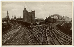 Tyne Collection: Newcastle upon Tyne Railway Crossing - Castle - Tyne Bridge