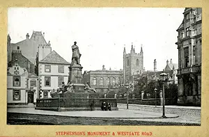 Tyne Prints: Newcastle Upon Tyne - Stephenson Monument, Westgate Road