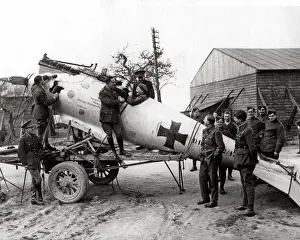 Hangar Prints: Newly captured German aircraft, Western Front, WW1