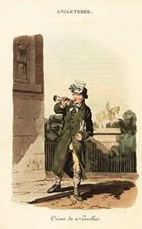 Newsman selling evening newspapers, London, 1800s