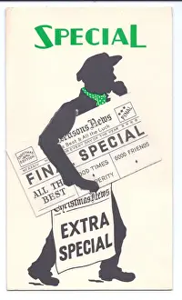 Newspaper seller on a Christmas and New Year card