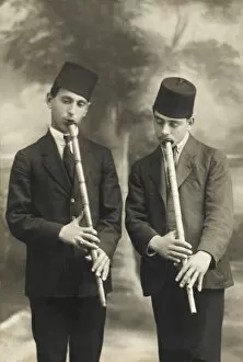 Konya Collection: Two ney-playing Dervishes practising