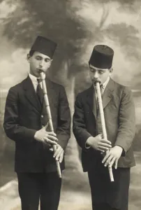 Seeker Prints: Two ney-playing Dervishes practising