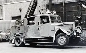 Towed Prints: NFS (London Region) damaged LFB fire appliance, WW2
