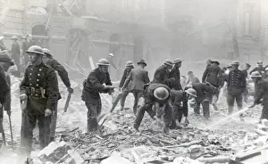 1944 Prints: NFS (London Region) Pimlico V1 bombing attack, WW2