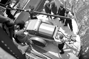 NFS (London Region) Trailer pumps on bridge buttress, WW2