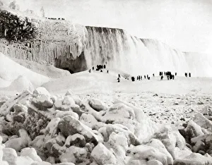 Images Dated 14th October 2015: Niagara Falls, frozen in winter, circa 1890
