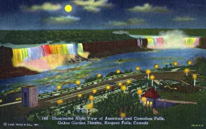 Images Dated 23rd April 2021: Niagara Falls - Illuminated in multi-colour at night - Oakes Garden Theatre