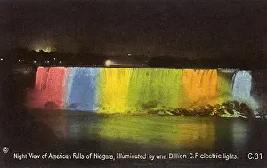 Feat Prints: Niagara Falls at night, with lighting, New York State, USA