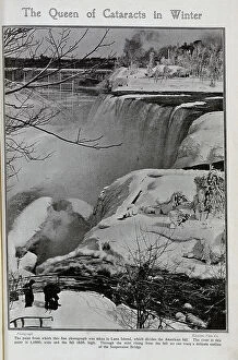 Seasons Collection: Niagara Falls in winter, with ice and frozen trees. Captioned, The Queen of Cataracts in Winter'