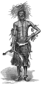 Harp Prints: A Niam-Niam wandering minstrel, 1876