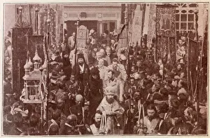 Feodorovna Prints: Nicholas II and Tsarina - Mass, Trinity Lavra of St Sergius