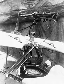 Cock Pit Prints: Nieuport plane with Lewis gun, WW1