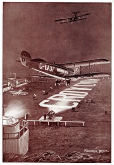 Algernon Collection: Night Air Mail aircraft at Croydon Aerodrome, Surrey