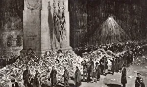 Images Dated 23rd October 2020: A night scene at the Cenotaph in the days following 11th November 1920