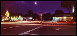 Monica Prints: Night shot of Santa Monica street Los Angeles