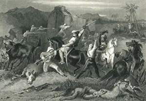 Mutiny Prints: Night sortie and attack on baggage wagons, India