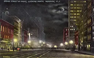 Newark Prints: Night view of Broad Street, Newark, New Jersey, USA