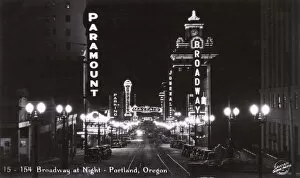 Oregon Collection: Night view of Broadway, Portland, Oregon, USA