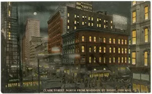 Illinois Gallery: Night view of Clark Street, Chicago, USA