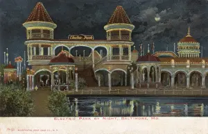 Baltimore Prints: Night view of Electric Park, Baltimore, Maryland, USA