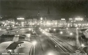 Metro Prints: Night view from Slussen metro station, Stockholm, Sweden