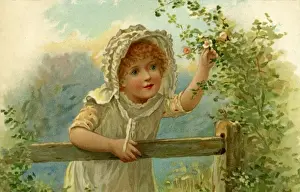 Nister. Girl picking flowers. Harriet Bennett. c. 1900. jpg