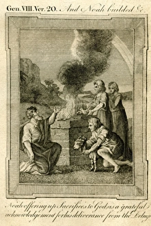 Sacrifices Gallery: Noah offering up sacrifices to God