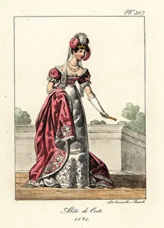Domenico Cuciniello Prints: Noble woman in court costume, era of King Louis XVIII