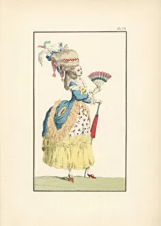 Bodice Collection: Noble woman in Tricolor outfit, 1789