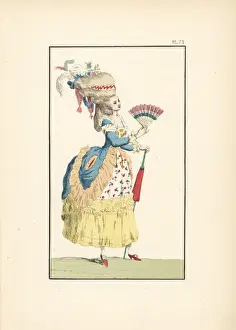 Redingote Prints: Noble woman in Tricolor outfit, 1789