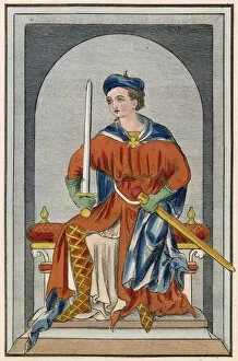 Nobleman in his Habit of State wears a tunic with slit to the skirt & magyar sleeves