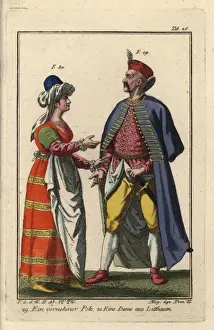 Spalart Prints: Nobleman of Poland and a woman of Lithuania, 16th century
