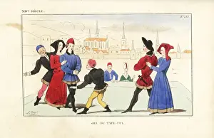 14thcentury Prints: Nobles playing the game of tag, 14th century