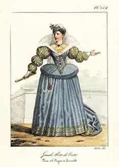 Noblewoman in court dress, reign of King Henry III of France