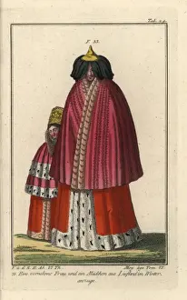 Livonia Prints: Noblewoman and girl of Livonia, Russian province