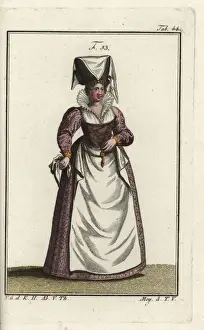 1590 Prints: Noblewoman of Lorraine, wearing an eccentric