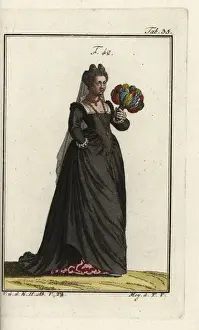 Lent Prints: Noblewoman of Venice wearing a black dress