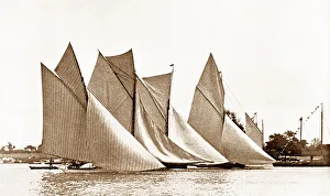 Broads Prints: Norfolk Broads Yacht Racing early 1900s